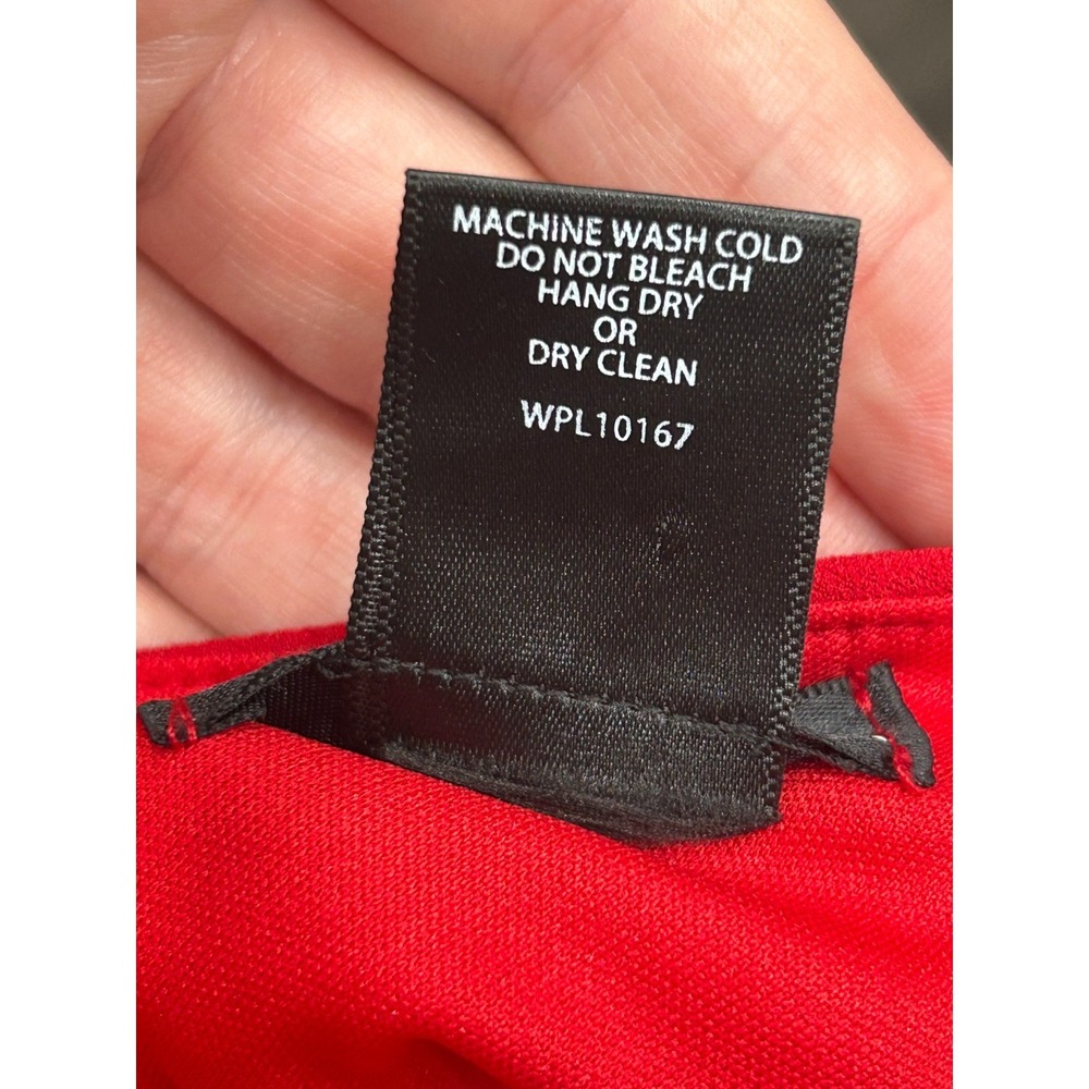 AQUA Ruffle Midi Dress Womens Size Medium Red Asymmetrical Strap Flounce Hem - Picture 9 of 10